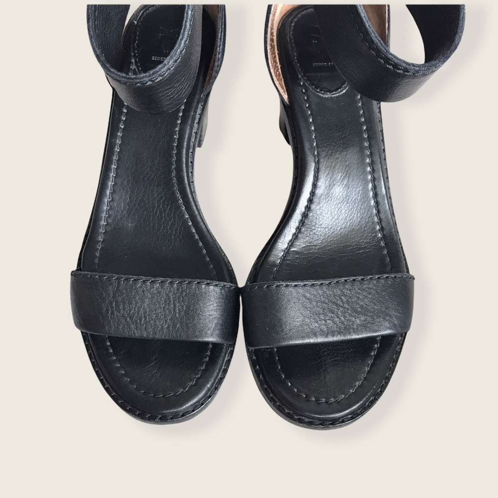 Frye Black Leather Brielle Chic Ankle Sandal Heels - Picture 11 of 16